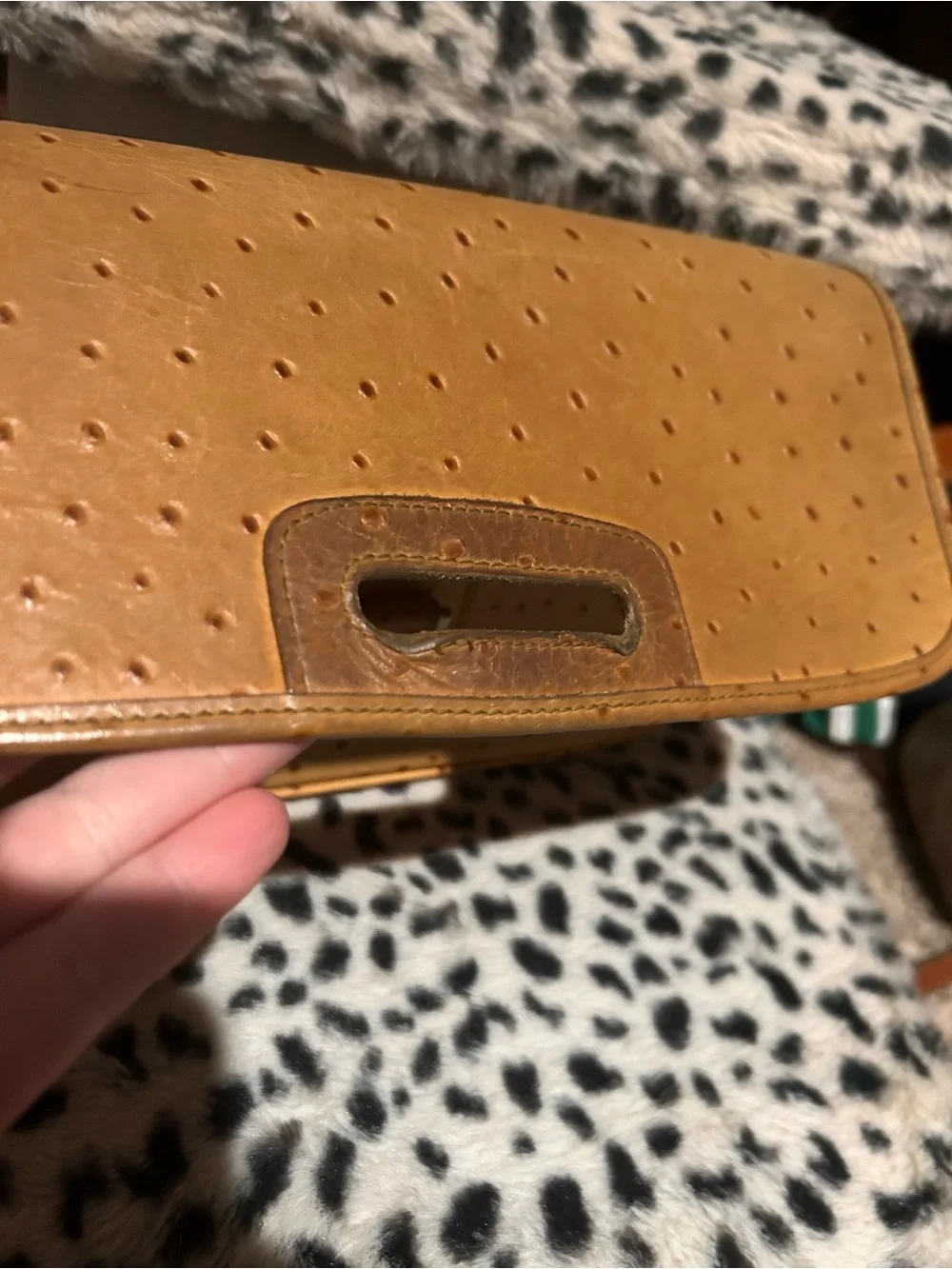 Dooney & Bourke vintage Ostrich leather large flap shoulder bag with Wallet